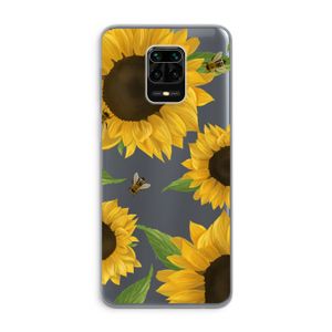 Sunflower and bees: Xiaomi Redmi Note 9 Pro Transparant Hoesje