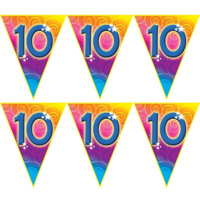 Verjaardag thema 10 jaar - 3x stuks - feest vlaggenlijn - 5 meter - Feestartikelen/versiering - kuns