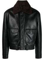 Nanushka spread-collar leather jacket - Noir - thumbnail