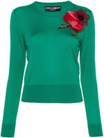 Dolce & Gabbana pull à fleurs appliquées - Vert