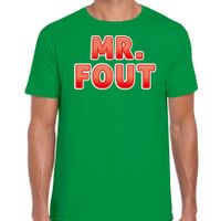 Bellatio Decorations Foute party t-shirt voor heren - Mr. Fout - groen/rood - carnaval 2XL  -