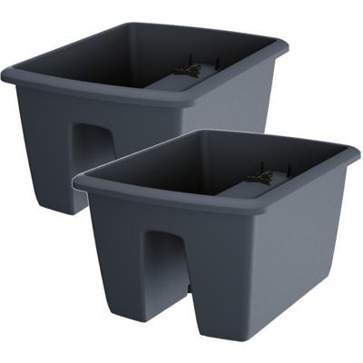 Prosperplast Plantenbak - 2x - balkon plantenpot - antraciet - kunststof - 40 cm