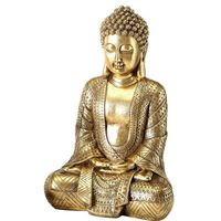 Decoratie boeddha beeld goud zittend 39 cm - Beeldjes - thumbnail