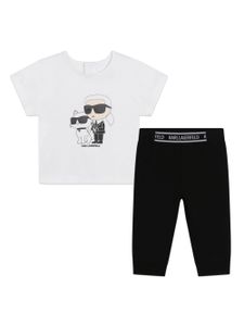 Karl Lagerfeld Kids legging à imprimé Ikonik Karl And Choupette - Blanc