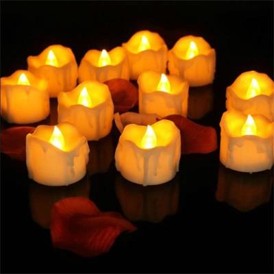 12 STKS/doos LED kaars elektronische thee Wax simulatie tranen elektronische kaarslicht bruiloft decoratie kaarslicht (gele flits)