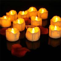 12 STKS/doos LED kaars elektronische thee Wax simulatie tranen elektronische kaarslicht bruiloft decoratie kaarslicht (gele flits)