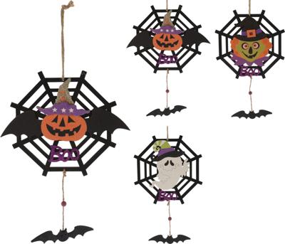 Spinnenweb hangdeco 30 cm 3 ass - Nampook