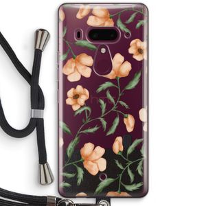 Peachy flowers: HTC U12+ Transparant Hoesje met koord