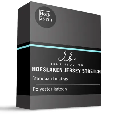 Hoeslaken Jersey Stretch Zwart 90x200 Cm Luna Bedding - Dekbed-Discounter.nl