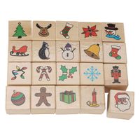 Houten Stempelset Kerst, 20dlg.