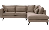 Goossens Bank Suite bruin, stof, 2-zits, elegant chic met ligelement rechts Goossens Bank Suite bruin, stof, 2-zits, elegant chic met ligelement rechts
