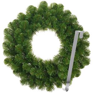 Kerstkrans 45 cm - groen - met zilveren hanger/ophanghaak - kerstversiering - Kerstkransen