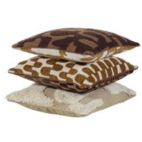 WOOOD Kussen 'Fayden' Set van 3 stuks, kleur Bruin/Naturel