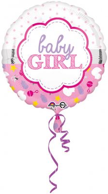 Amscan folieballon Baby Girl 43 cm roze/wit Amscan folieballon Baby Girl 43 cm roze/wit