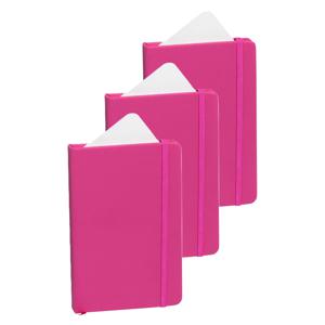 Notitieboekje met harde kaft en elastiek - 3x - roze - 9 x 14 cm - 100 blanco paginas