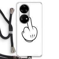 Middle finger white: Huawei P50 Pro Transparant Hoesje met koord