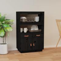 Hoge kast 67x40x108,5 cm massief grenenhout zwart - thumbnail