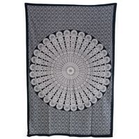 Authentiek Mandala Wandkleed Katoen Zwart/ Wit (215 x 135 cm)