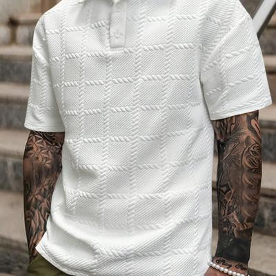 Bon&Bon Homme Heren Poloshirt - Grijs Casual Shirt met Textuur Wit / S