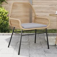 Tuinstoelen 2 st met kussens poly rattan bruin