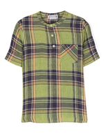 Bonpoint chemise sans col à motif tartan - Vert - thumbnail