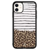 iPhone 11 glazen hardcase - Leopard lines