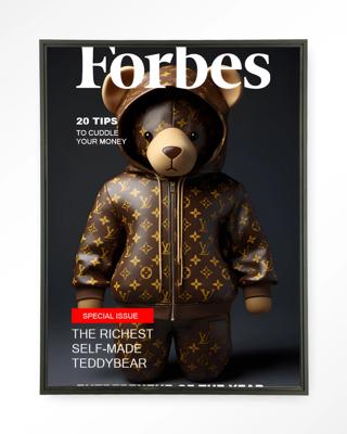 Urban Cotton Wandkleed 'Selfmade Teddybear' 145 x 190cm in Floating Frame - black