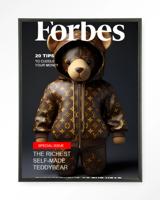 Urban Cotton Wandkleed 'Selfmade Teddybear' 145 x 190cm in Floating Frame - black