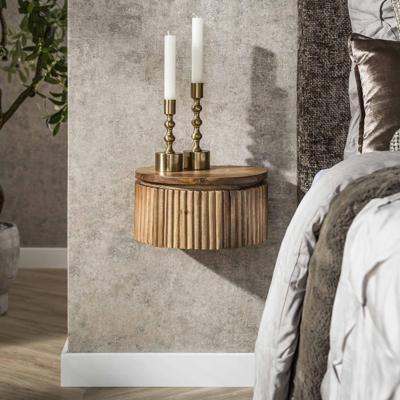 LifestyleFurn Hangend Rond Nachtkastje 'Sharmila' XS, Mangohout, Met 1 lade
