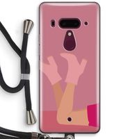 Pink boots: HTC U12+ Transparant Hoesje met koord