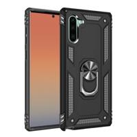 Armor schokbestendige TPU + PC beschermhoes voor Galaxy Opmerking 10 met 360 graden rotatie houder (zwart)