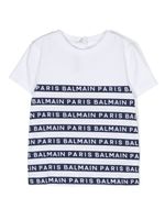 Balmain Kids t-shirt en coton à bandes logo - Blanc - thumbnail