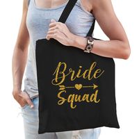 1x Vrijgezellenfeest Bride Squad tasje zwart goud/ goodiebag dames - thumbnail