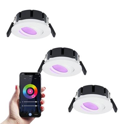 Set van 3 Napels smart inbouwspots - IP65 Waterdicht - 8 Watt 600 Lumen - Kantelbaar - Wifi + Bluetooth - RGBWW - Google Home, Amazon Alexa en Siri - Wit - Voor binnen en buiten