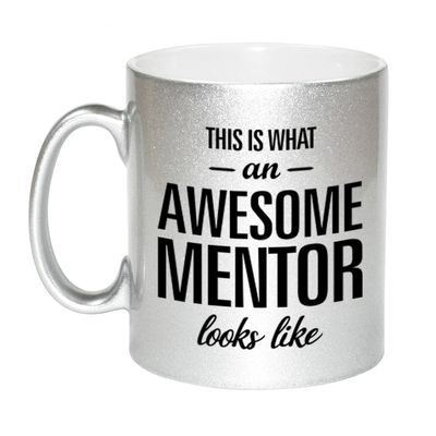 Awesome mentor cadeau mok / beker zilver voor leraar 330 ml Awesome mentor cadeau mok / beker zilver voor leraar 330 ml