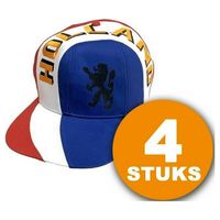Oranje Feestpet 4 stuks Pet ""Holland"" Feestkleding EK/WK Voetbal Rood-Wit-Blauw Oranje Versiering Versierpakket