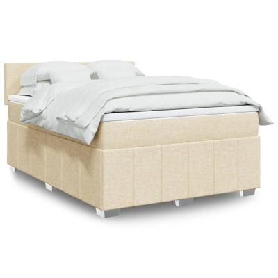 Boxspring met matras stof crèmekleurig 140x200 cm