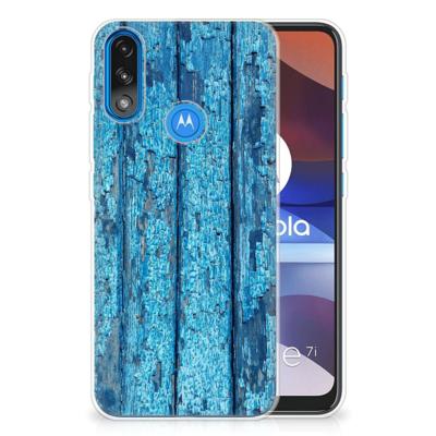 Motorola Moto E7/E7i Power | Bumper Hoesje | Wood Blue