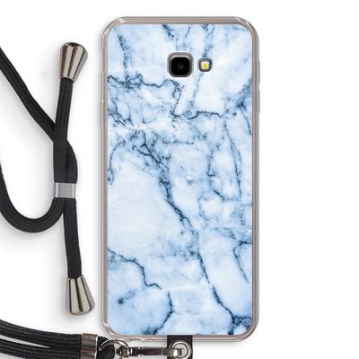 Blauw marmer: Samsung Galaxy J4 Plus Transparant Hoesje met koord