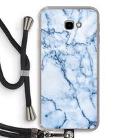 Blauw marmer: Samsung Galaxy J4 Plus Transparant Hoesje met koord