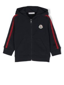 Moncler Enfant hoodie zippé à rayures latérales - Bleu