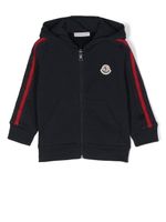 Moncler Enfant hoodie zippé à rayures latérales - Bleu - thumbnail