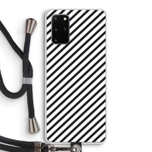 Strepen zwart-wit: Samsung Galaxy S20 Plus Transparant Hoesje met koord