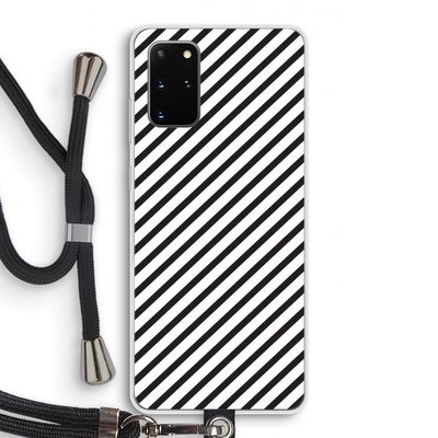 Strepen zwart-wit: Samsung Galaxy S20 Plus Transparant Hoesje met koord