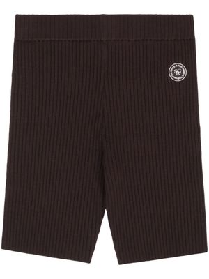 Sporty & Rich short nervuré à patch logo - Marron