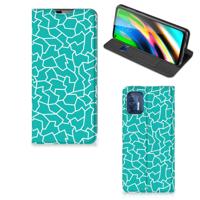 Motorola Moto G9 Plus | Bookcase | Cracks Blue