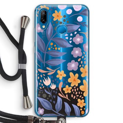 Flowers with blue leaves: Huawei P20 Lite Transparant Hoesje met koord