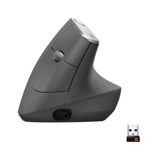 Logitech MX Vertical Ergonomische muis Bluetooth, Radiografisch Optisch Zwart, Zilver 4 Toetsen 4000 dpi Ergonomisch