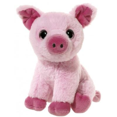 Heunec Knuffel varken - roze - 14 cm - pluche - knuffelvarken