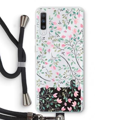 Sierlijke bloemen: Samsung Galaxy A70 Transparant Hoesje met koord